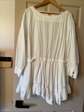 Free People White Boho Peasant Tunic Dress